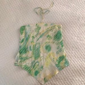 Silk Theory Green/Yellow Tye-Dye Halter Shirt